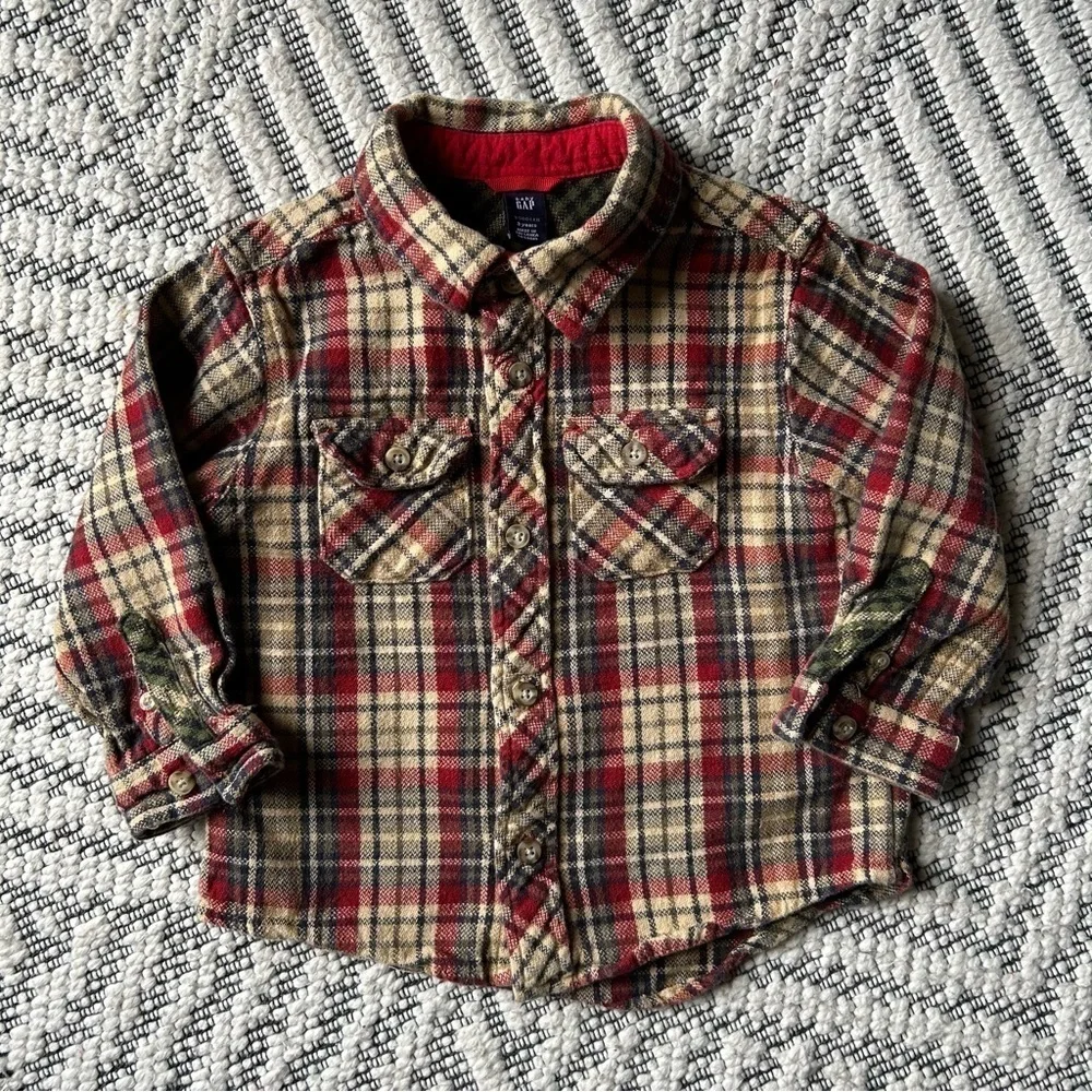 Baby Gap Plaid Long Sleeve Button Down Shirt